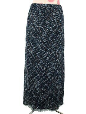 Vintage Women's Cato Woman 90's/Y2K Maxi Geometric Skirt Lace Trim 14/16 Flowy